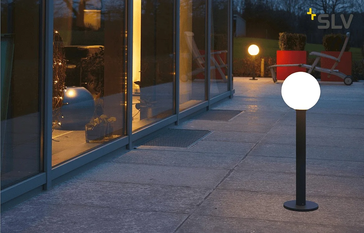 SLV Outdoor Floorlamp GLOO PURE 70 Pole, E27, IP44 IK04, shade Ø 20cm, height 70cm, anthracite SLV Outdoor Floorlamp GLOO PURE 70 Pole, E27, IP44 IK04, shade Ø 20cm, height 70cm, anthracite