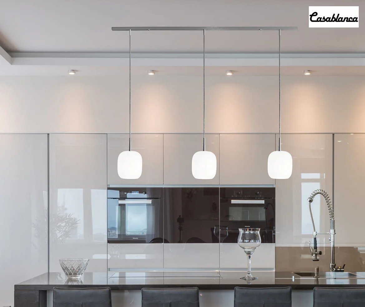 Casablanca Pendant luminaire MUREA, 3x E27, IP20, opal white matt Casablanca Pendant luminaire MUREA, 3x E27, IP20, opal white matt