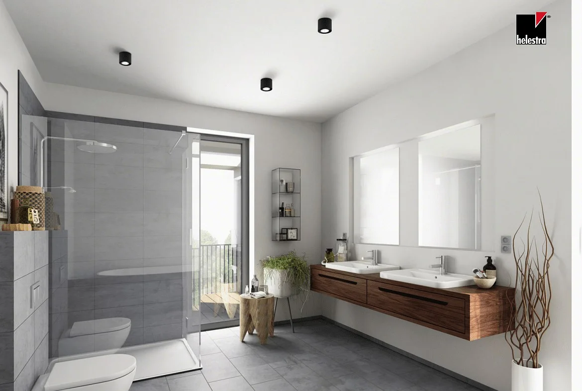 Helestra Surface-mounted LED downlight OSO for bathrooms, square, IP44, 7.5W 2700K 370lm 40°, CRi >90, dimmable, fixed, white matt Helestra Surface-mounted LED downlight OSO for bathrooms, square, IP44, 7.5W 2700K 370lm 40°, CRi >90, dimmable, fixed, white matt