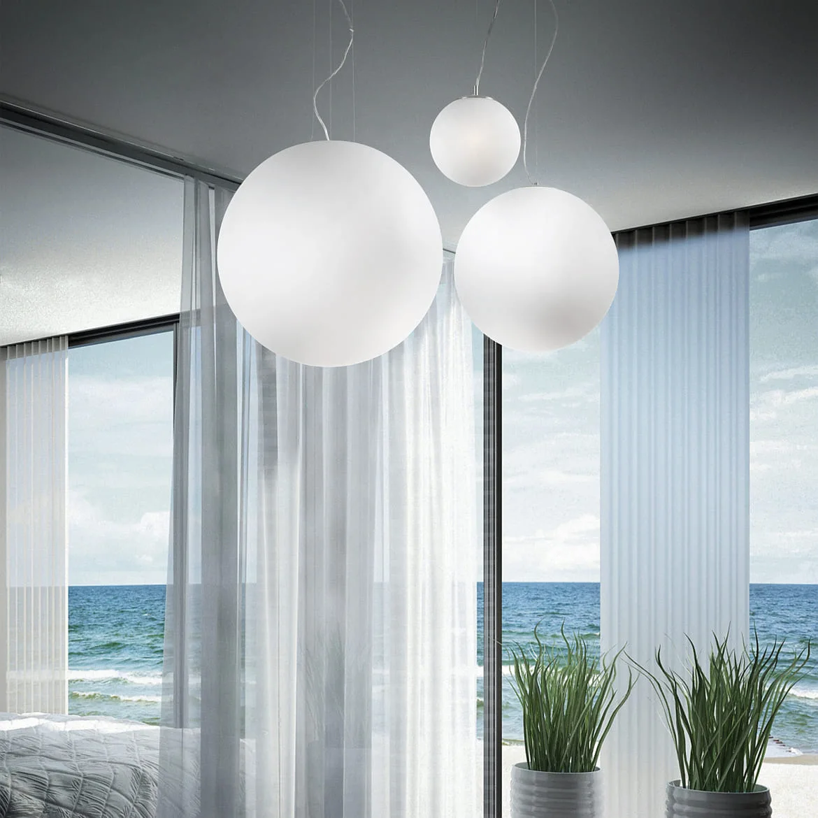 Ideal Lux Pendant luminaire MAPA BIANCO SP1 D40, E27, Ø 40cm, white Ideal Lux Pendant luminaire MAPA BIANCO SP1 D40, E27, Ø 40cm, white