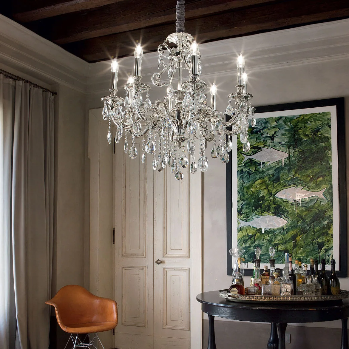 Ideal Lux Chandelier GIOCONDA SP8, 8 flames, E14, silver Ideal Lux Chandelier GIOCONDA SP8, 8 flames, E14, silver