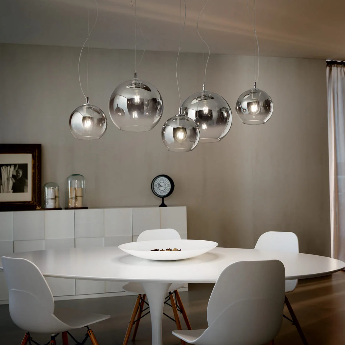 Ideal Lux Pendant luminaire NEMO PLUS, 5 flames, 107 x 60cm, E27, nuanced chrome Ideal Lux Pendant luminaire NEMO PLUS, 5 flames, 107 x 60cm, E27, nuanced chrome