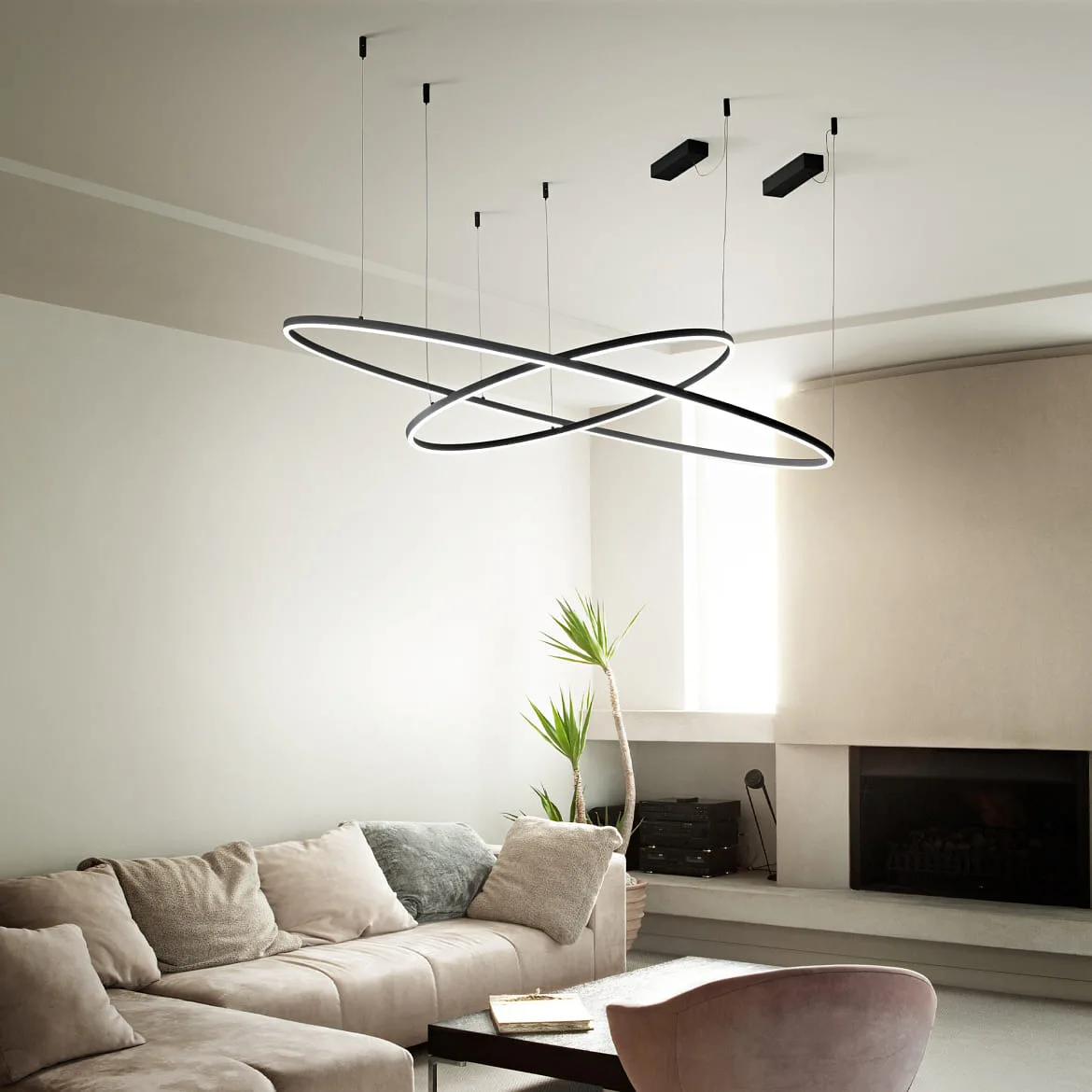 Ideal Lux LED pendant luminaire ORACLE SLIM, Ø 90cm, 48W 3000K 3000lm, black Ideal Lux LED pendant luminaire ORACLE SLIM, Ø 90cm, 48W 3000K 3000lm, black