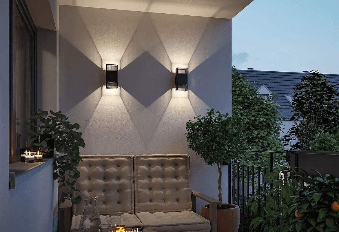 outdoor wall luminaire THARIN up / down, square, adjustable IP44, black outdoor wall luminaire THARIN up / down, square, adjustable IP44, black
