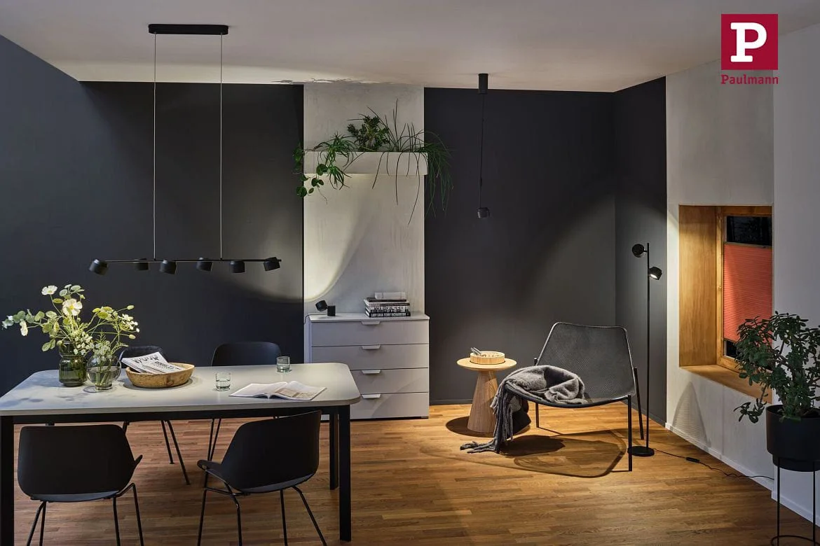 Paulmann pendant luminaire PURIC PANE I 6 flames, rotatable, tiltable IP20, black dimmable Paulmann pendant luminaire PURIC PANE I 6 flames, rotatable, tiltable IP20, black dimmable