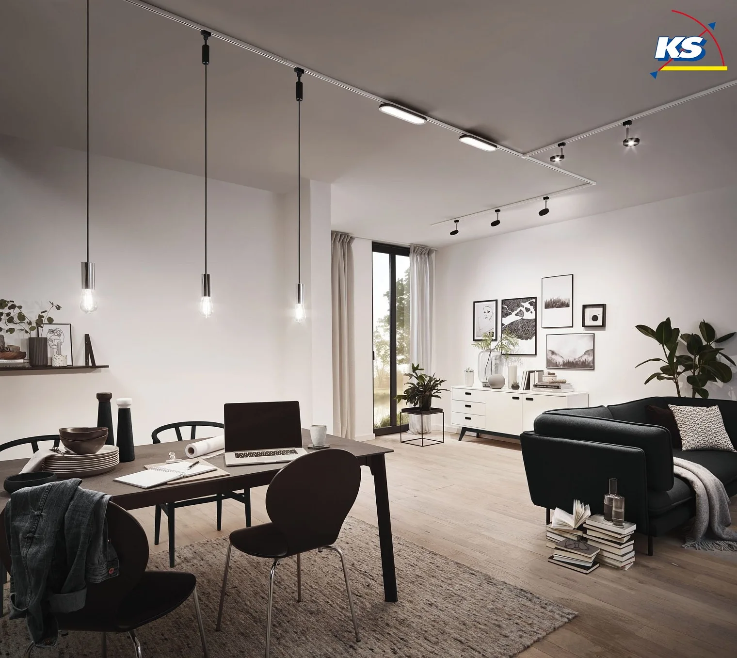 Paulmann URail 2Easy Basic Pendant luminaire, 230V, E27 max. 20W, without shade, black matt / chrome Paulmann URail 2Easy Basic Pendant luminaire, 230V, E27 max. 20W, without shade, black matt / chrome