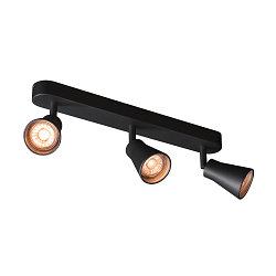 Wall and Ceiling luminaire AVO TRIPLE, 3 flame, black, GU10 QPAR51, max. 3x 50W