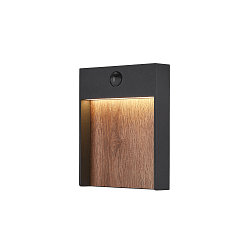 LED Outdoor wall luminaire FLATT SENSOR LED, 16W, 3000/4000K, 600lm, IP54, anthracite/brown