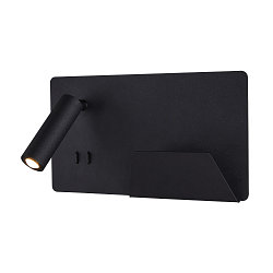 LED Wall luminaire SOMNILA SPOT Indoor, 13W, 3000K, Spot 65lm,  incl. USB port, Spot right, black, back light 370lm