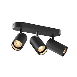 wall and ceiling luminaire ASTO TUBE CW TRIPLE 3 flames, long, cardanic swivelling GU10 IP20, black dimmable