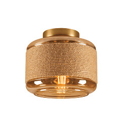 wall and ceiling luminaire PANTILO ROPE 19 cylindrical E27 IP20, gold dimmable