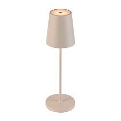 battery table lamp VINOLINA TWO IP65, sand coloured dimmable