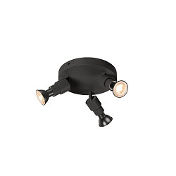 wall and ceiling luminaire PURI 2.0 BASIC 3 flames GU10 IP20, black dimmable
