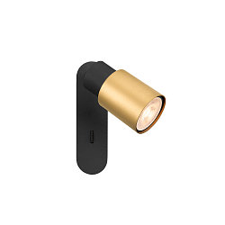 wall and ceiling luminaire PURI 2.0 - TUBE square, with switch GU10 IP20, gold, black dimmable