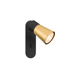 wall and ceiling luminaire PURI 2.0 - CONE square, with switch GU10 IP20, gold, black dimmable