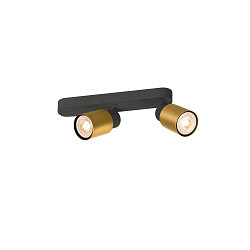 wall and ceiling luminaire PURI 2.0 - TUBE 2 flames, asymmetrical GU10 IP20, gold, black dimmable