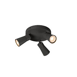 wall and ceiling luminaire PURI 2.0 - CONE 3 flames, round GU10 IP20, black dimmable