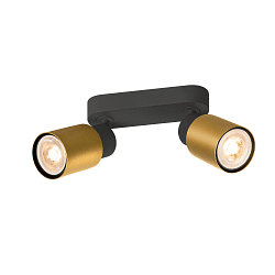 wall and ceiling luminaire PURI 2.0 - TUBE 2 flames, long GU10 IP20, gold, black dimmable