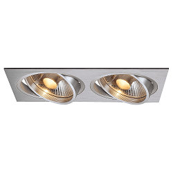 Ceiling recessed spot NEW TRIA ES111 2 SQUARE, 2xGU10, 230V, inkl. clip springs, alu brushed