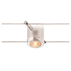 COMET, Wire luminaire for TENSEO low-voltage wire system, QR-C51, partly satinated glass, chrome