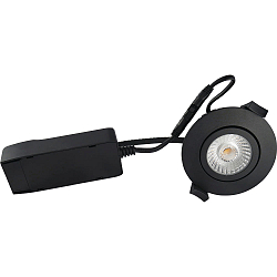 recessed luminaire LOW PROFILE round IP54, black matt dimmable 6W 470lm 3000K