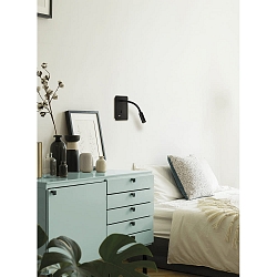 wall luminaire SENDA 16/3835 with switch, with USB connection, adjustable IP20, black