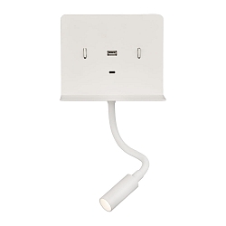 reading lamp CALMA 16/3836 with switch, with USB connection, adjustable IP20, white