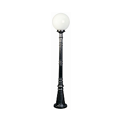 Path light Type No. 2014 with ball shade � 25cm, IP44, height 134cm, E27 QA55 max. 57W, cast alu / Opal glass, black-silver