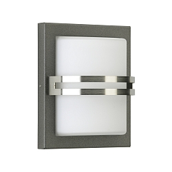 Outdoor Wall luminaire Type No. 6260, IP44, arched with decorative panel, 16.5 x 20.5cm, E27 QA55 max. 57W, anthracite opal