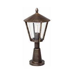 Pedestal luminaire Country style modern Type No. 0529, IP44, 56.5cm, E27 QA55 max. 57W, cast alu, glass, brown brass matt