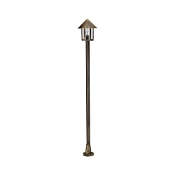 Mast light Country style Conical roof modern 1 flame Type No. 4127, 183cm, IP44, E27 QA55, cast alu, acrylic, brown brass
