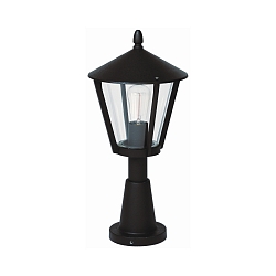 Pedestal luminaire Country style modern Type No. 0529, IP44, 56.5cm, E27 QA55 max. 57W, cast alu / acrylic glass, black matt