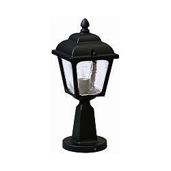 Pedestal luminaire Country style double dome square, Type No. 0536, 44cm, IP44, E27, cast alu / glass clear, black matt