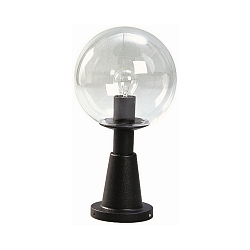 Pedestal luminaire Type No. 0538, with glass ball � 25cm, E27, black matt / crystal glass