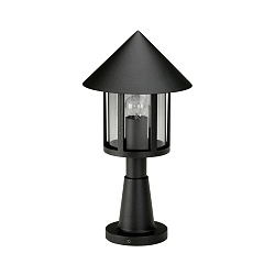 Pedestal luminaire Country style Conical roof modern Type No. 0539, 48cm, IP44, E27 QA55 max. 57W, cast alu clear, black matt
