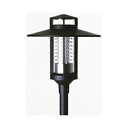 Outdoor LED Mast light Type No. 0809, Pitched roof with flat tip, 1 flame, 52W 3000K 4150lm, black / clear