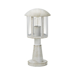 Pedestal luminaire Country style Vintage Type No. 0542, IP44, 60cm, E27 QA55 max. 57W, cast alu / glass clear, white-gold