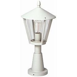 Pedestal luminaire Country style modern Type No. 0529, IP44, 56.5cm, E27 QA55 max. 57W, cast alu / acrylic glass clear, white