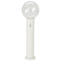 Bollard light Type No. 2012 with motion detector (Type 2010), with glass ball � 25cm, E27, white / clear glass