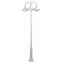 Mast light 3 flames Type No. 2073, height 220, 3x E27 QA55 max. 57W, cast alu / opal glass, white