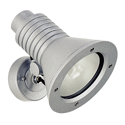 Outdoor Wall spot Type No. 2182, IP54, E27 QA55 max. 15W, rotatable and swiveling, cast alu / safety glass, silver matt