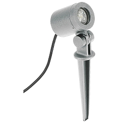 Ground spike spot Type No. 2197, IP54, GU10 PAR16 max. 50W, swiveling, cast alu / glass, incl. connector cable, silver matt