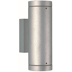 Outdoor Wall spot Type No. 2198 - 2-sided, IP44, 2x GU10 PAR16 max. 50W, rigid, cast alu / borosilicate glass, silver matt