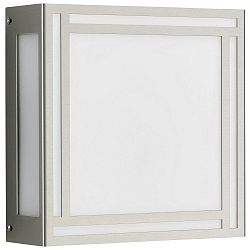 Outdoor LED Wall and Ceiling luminaire Type No. 6385, IP44, 15.5x25.5cm, 10W 3000K 900lm, stainless steel, dimmable