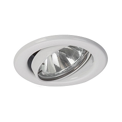 Recessed LV spot, IP20, round � 8.3cm, 12V AC, GX5.3 max. 50W, swivelling, white