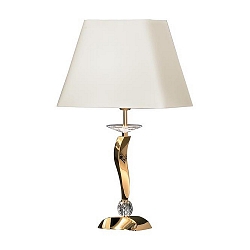 Table lamp GIRATA, E27 max. 60W, brass cast / chintz, gold / beige