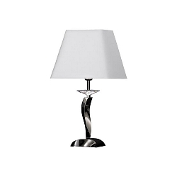 Table lamp GIRATA, E27 max. 60W, brass cast / chintz, chrome / white