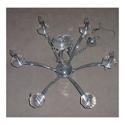 Pendant luminaire STELLA, 6 flames, 6x E14 max. 40W, brass cast / crystal, chrome