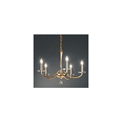 Pendant luminaire BAHIA, 5 flames, 5x E14 max. 40W, brass cast / crystal, gold