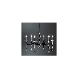 Pendant luminaire GIRATA, 6 flames, 6x E14 max. 40W, black chrome